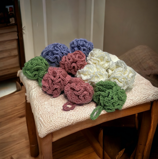 Hand Crocheted Shower Puffs x10