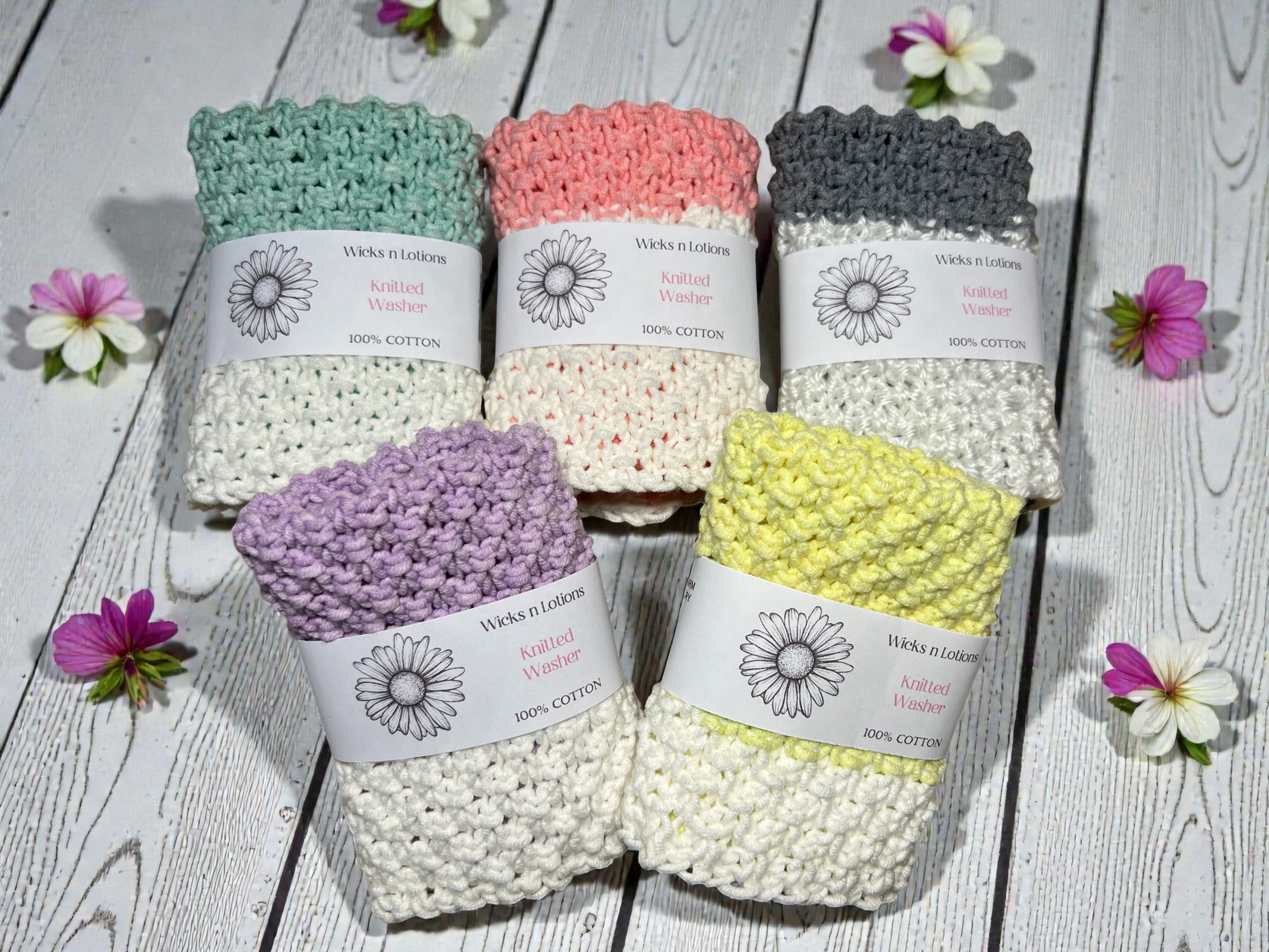Knitted Cotton Washers x10