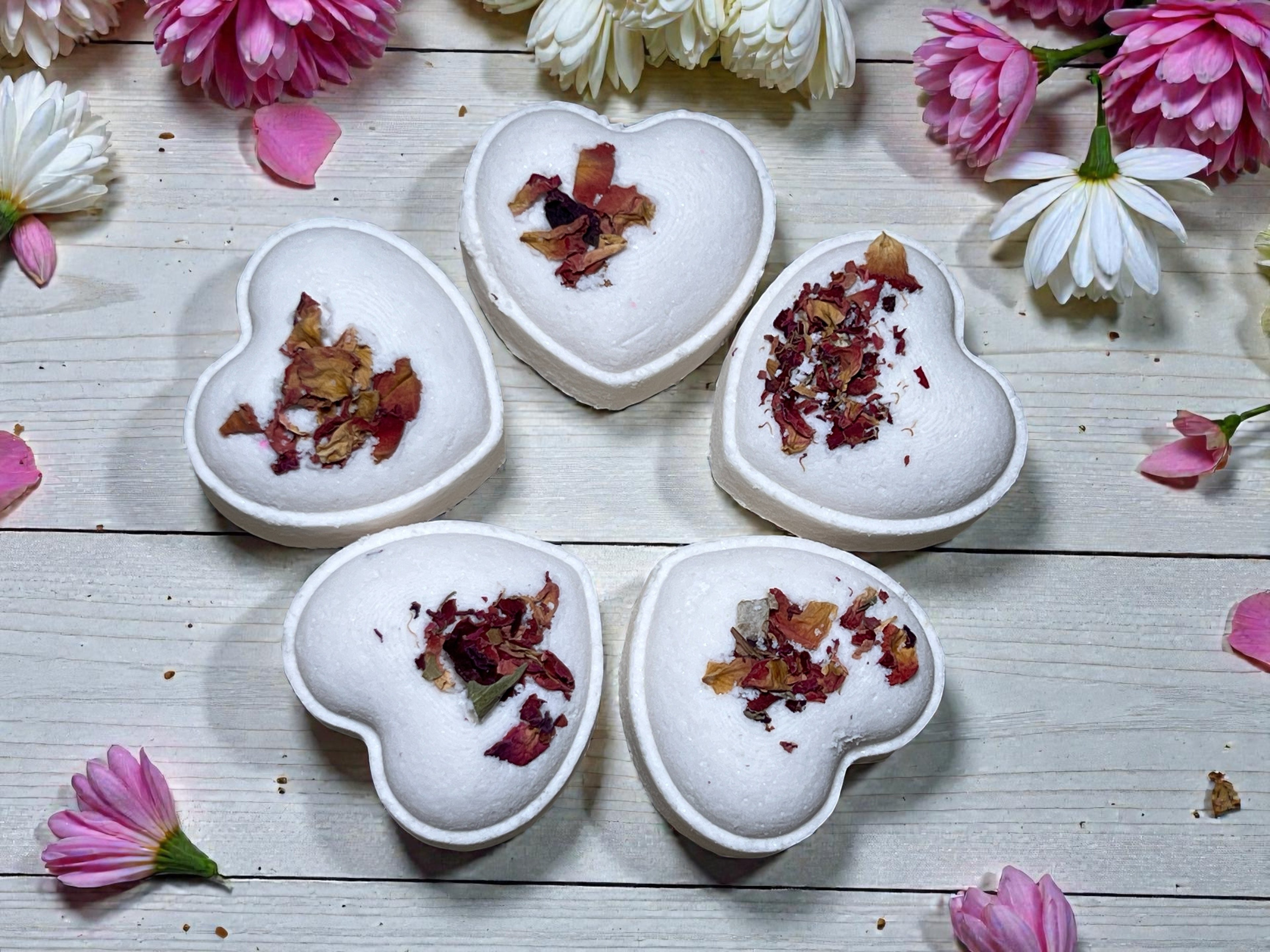 Mini Heart Rose Bath Bombs x10