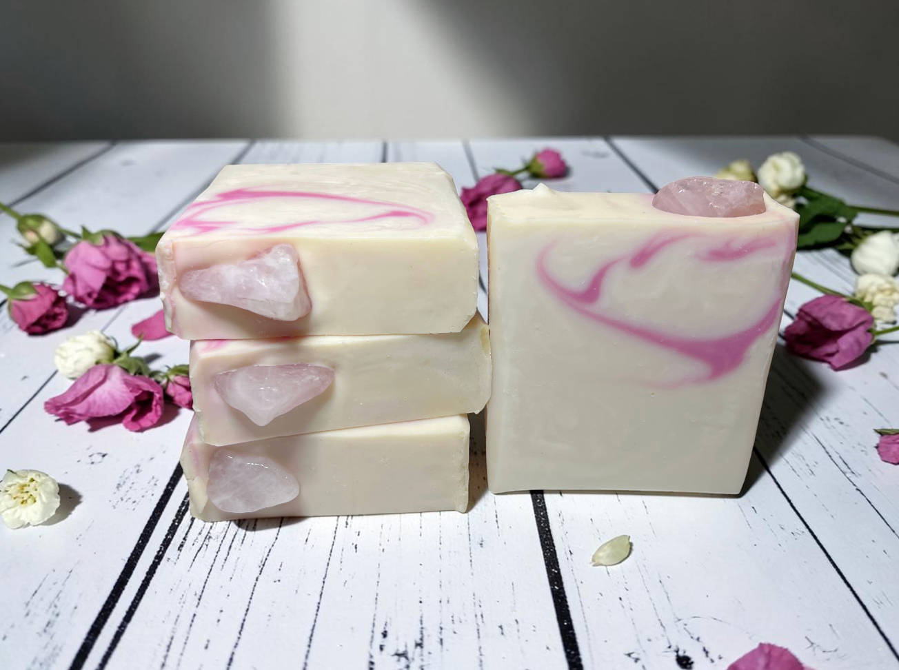 Rose Quartz Vegan Soap With Crystals