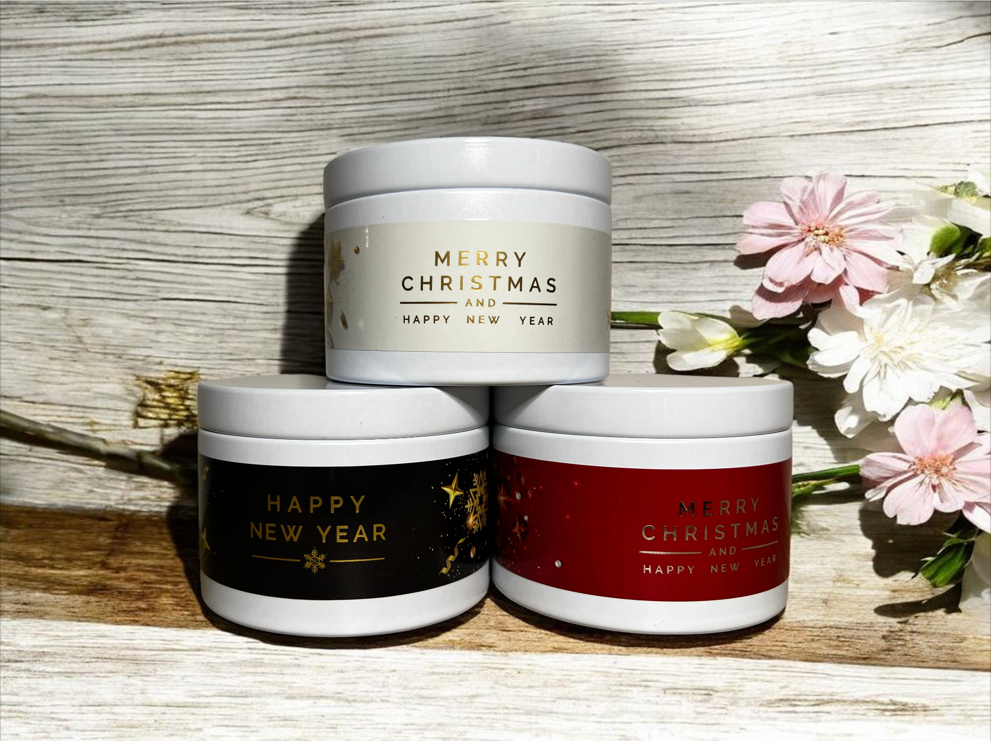 Christmas Candles in Tins x10