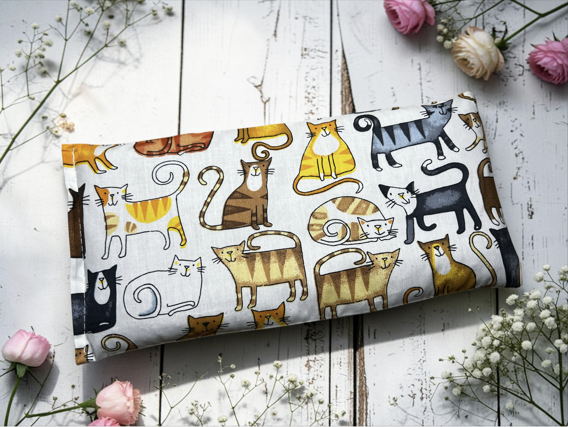 Cat Print Eye Pillow Wheat Heat Bag