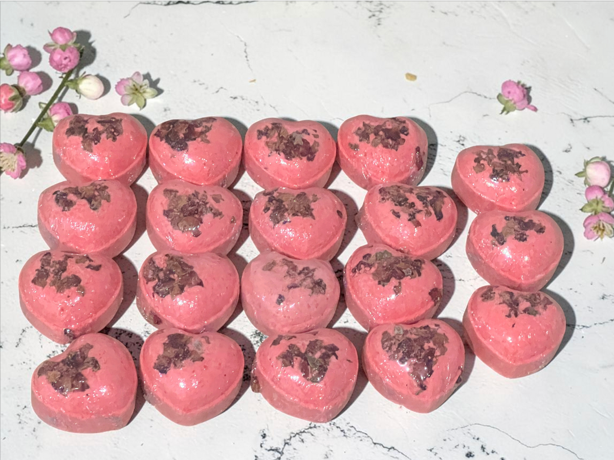 Mini Red Heart Rose Bath Bombs x19
